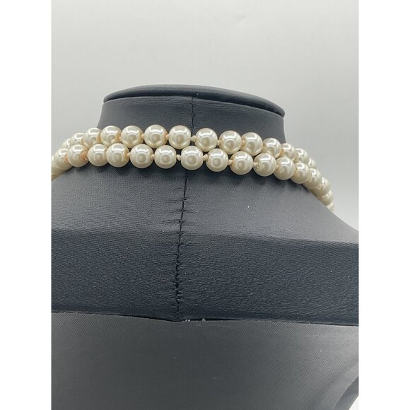 Double Strand Faux Pearl Necklace 29" Long - Picture 5 of 5